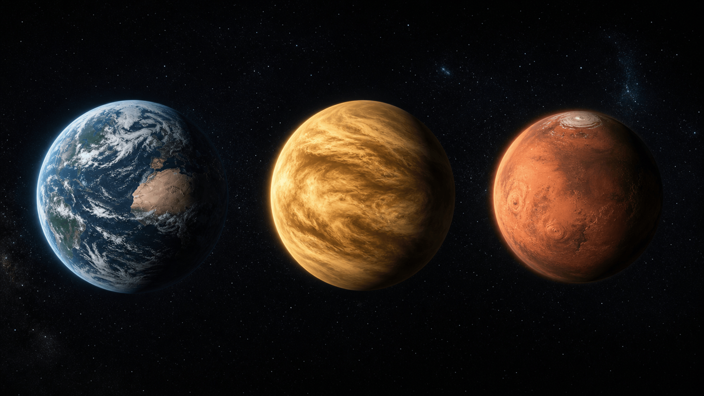 Terre, Vénus et Mars côte à côte : comparaison de leurs atmosphères