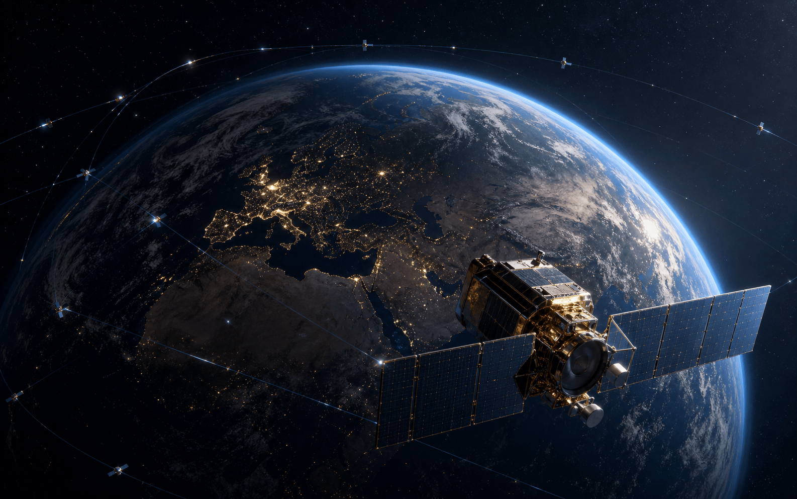 La Terre ceinte de satellites, vue de l'orbite